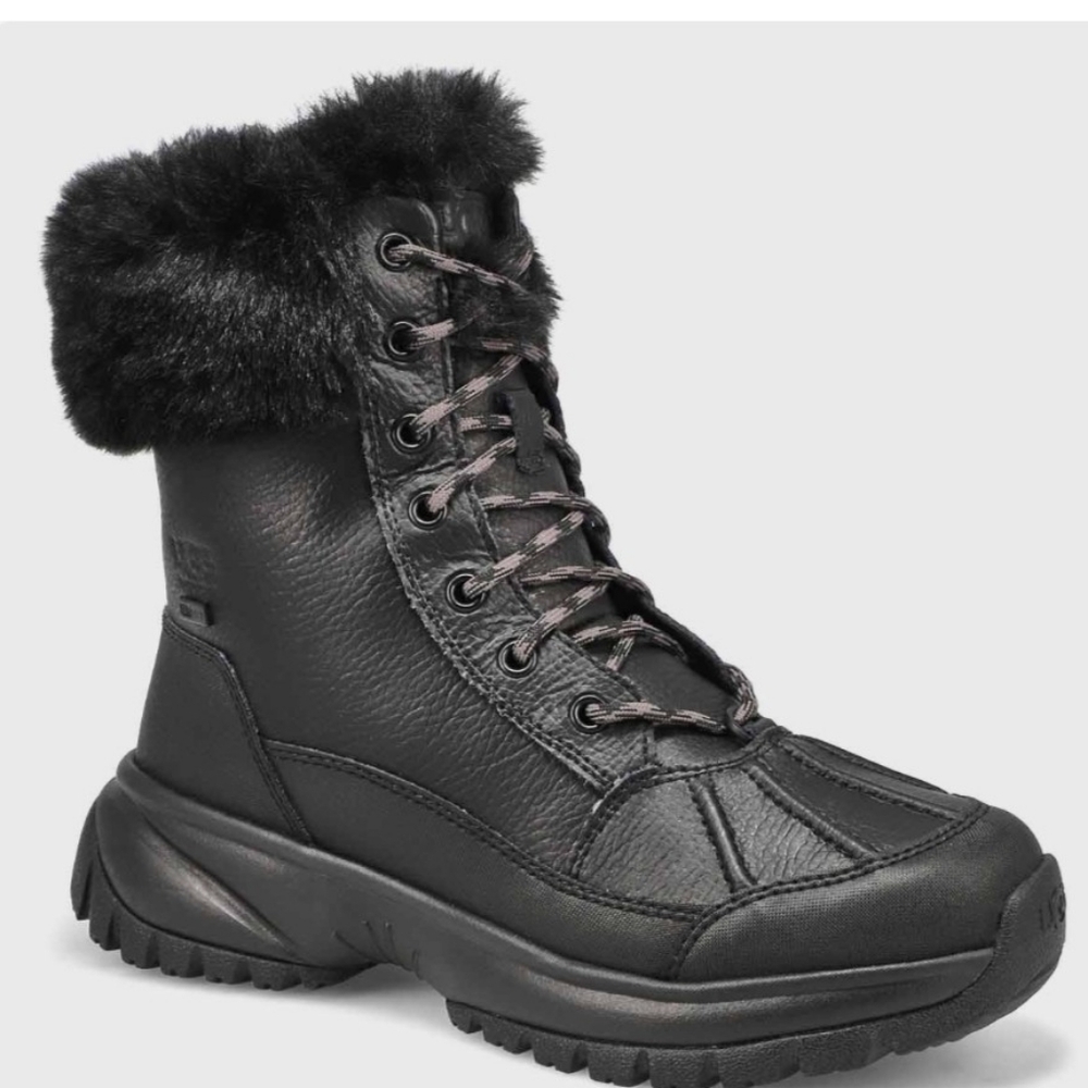 Ugg Boots, Yose Fluff Womens Winter Boots. Black With Dry Tech